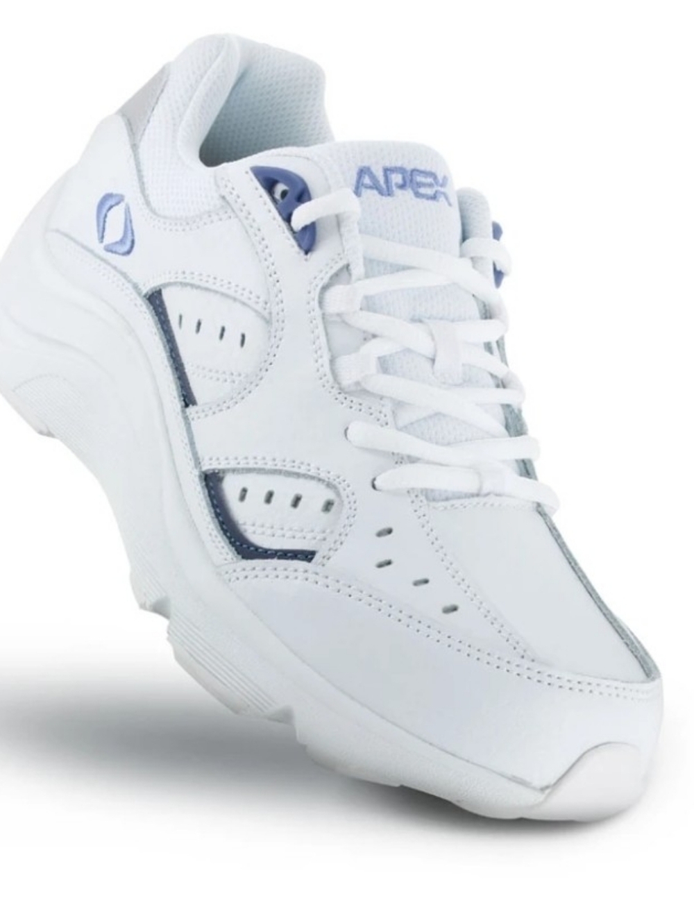 Apex Women's Lace-Up Walking Sneakers in White and Periwinkle